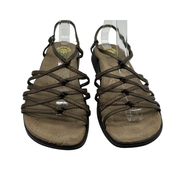Earth Brand Women's Open Toe Sandals Slingback Brown Leather Strappy Size 7 - Picture 1 of 7